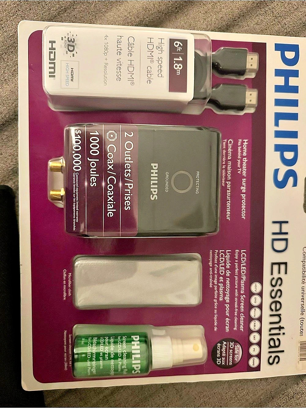 Philips HD Essentials Home Theater Surge Protector Kit Home Theater Kit NWT
